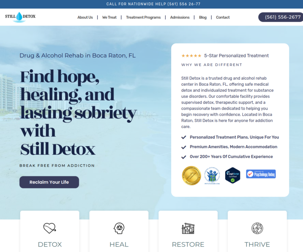 Still Detox homepage design