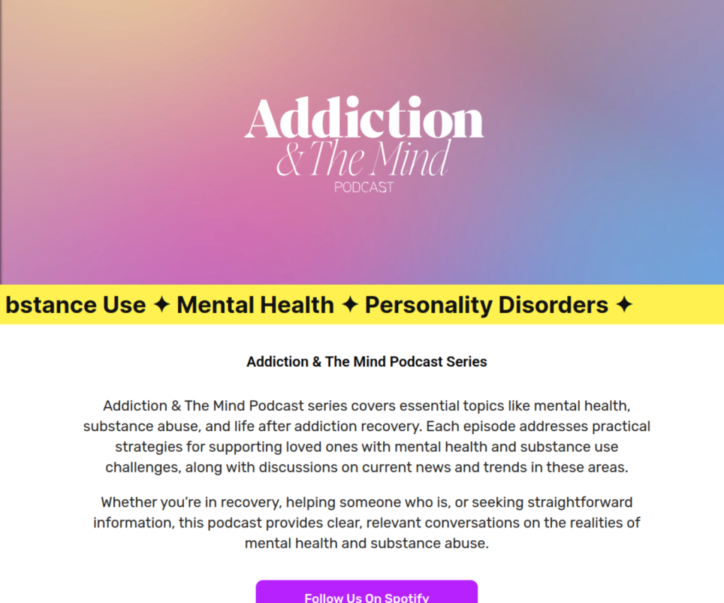 Addiction & The Mind homepage design