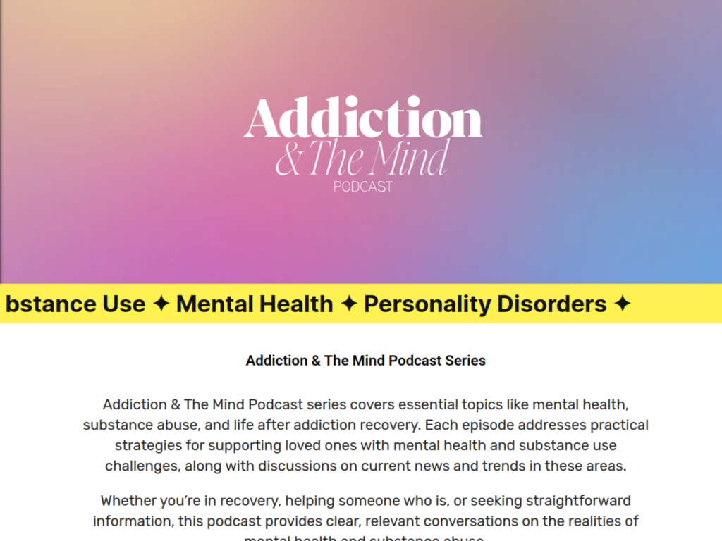 Addiction & The Mind podcast website homepage