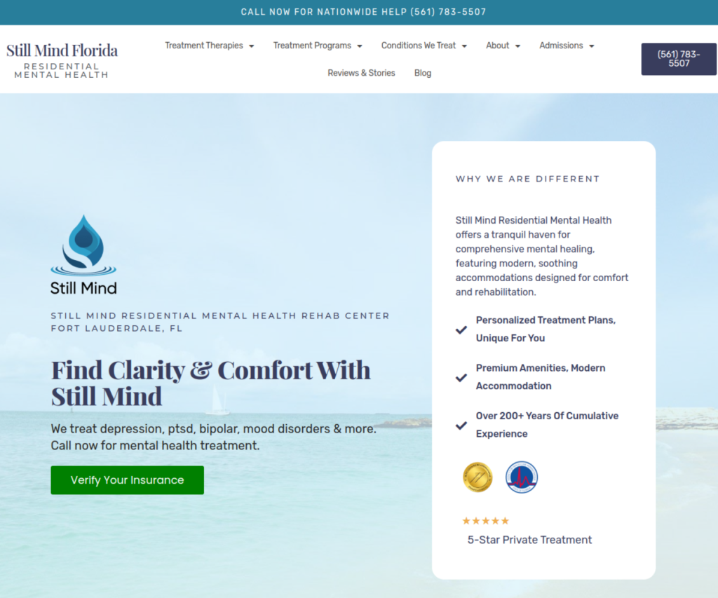 Still Mind Florida homepage design