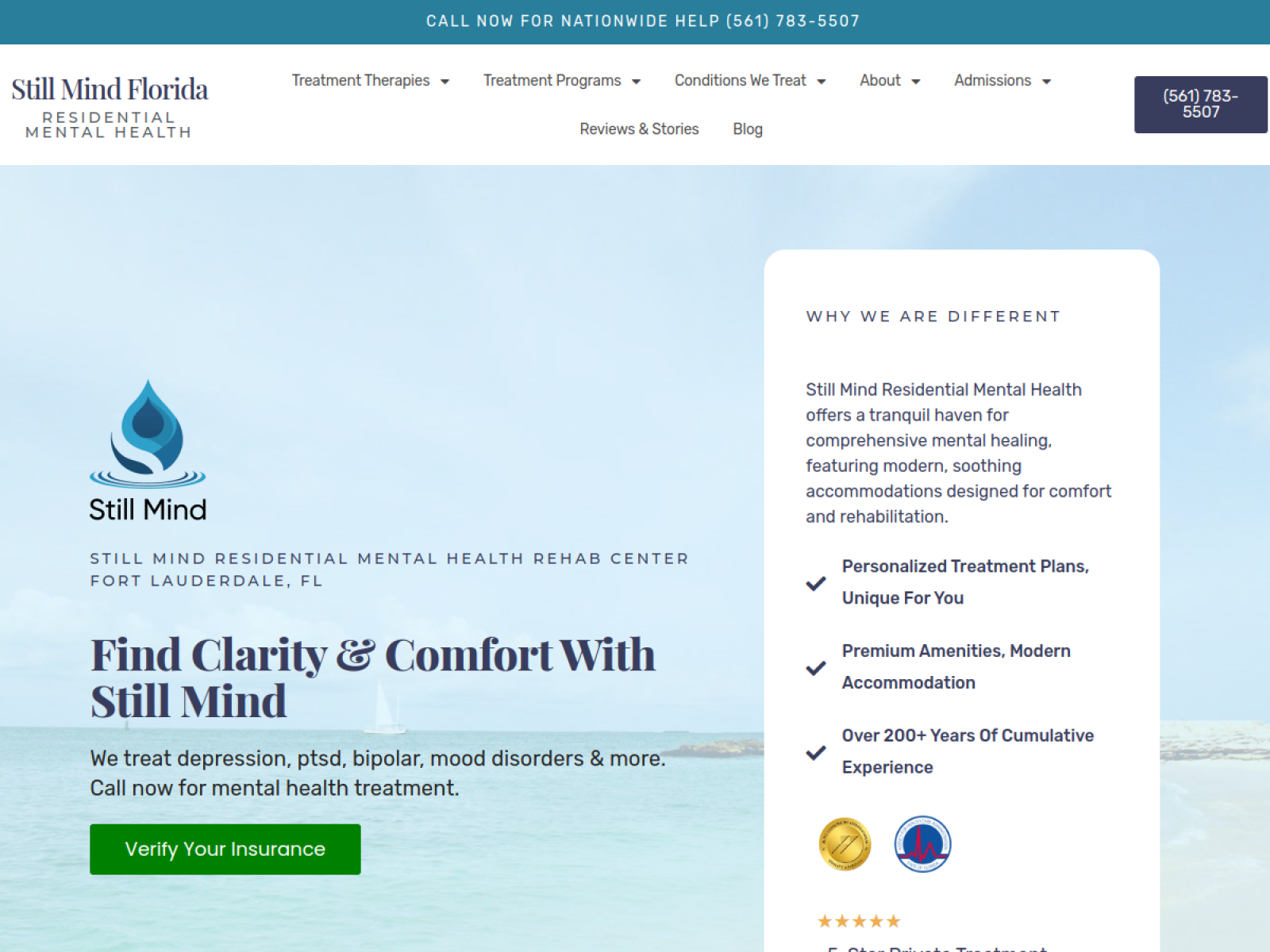 Still Mind Florida residential mental health treatment website homepage