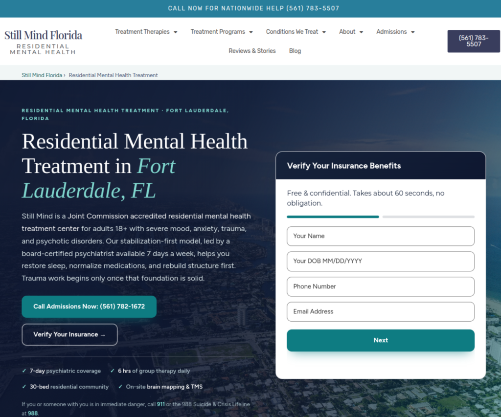 Still Mind Florida residential mental health treatment page